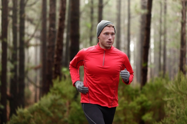 A jogger in woods