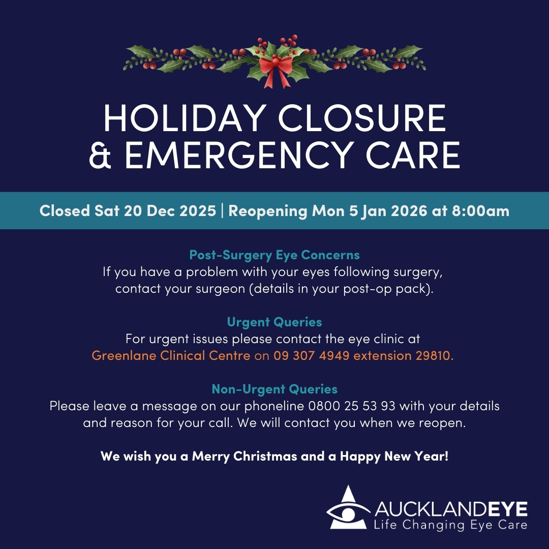 Auckland Eye Holiday Season Closure