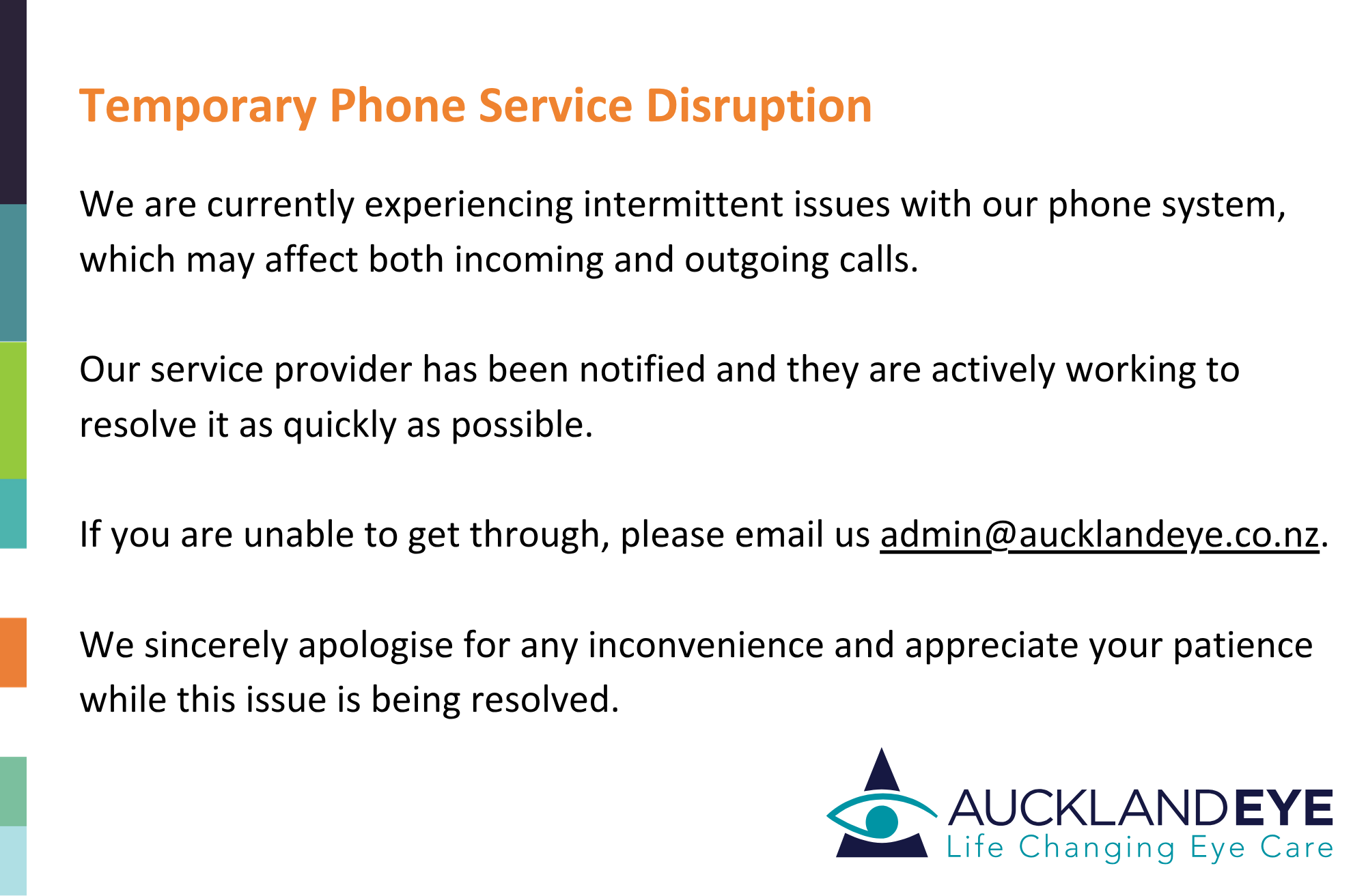 Temporary Phone Service Disruption